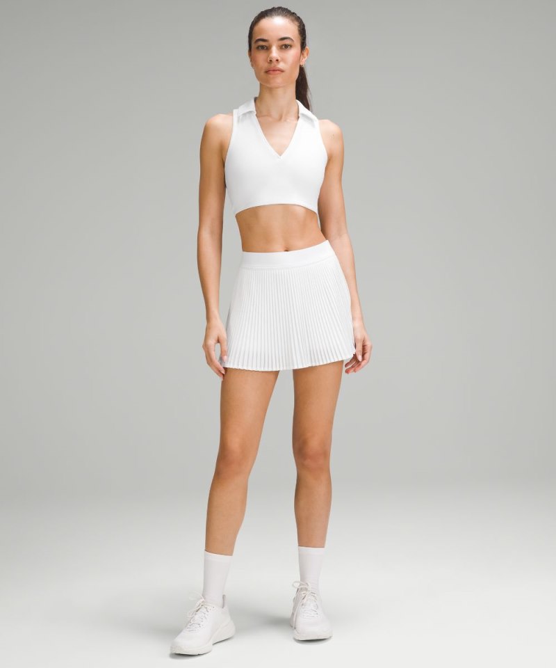 Lululemon Collared Tennis Longline Bra *Medium Support, B / C Cup White Online Outlet Sale
