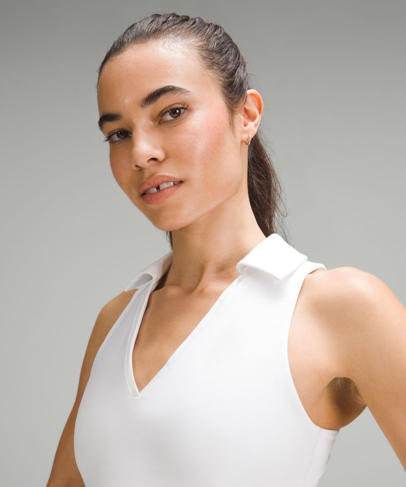 Lululemon Collared Tennis Longline Bra *Medium Support, B / C Cup White Online Outlet Sale