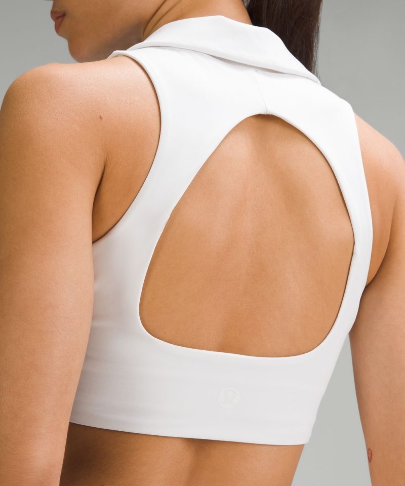 Lululemon Collared Tennis Longline Bra *Medium Support, B / C Cup White Online Outlet Sale