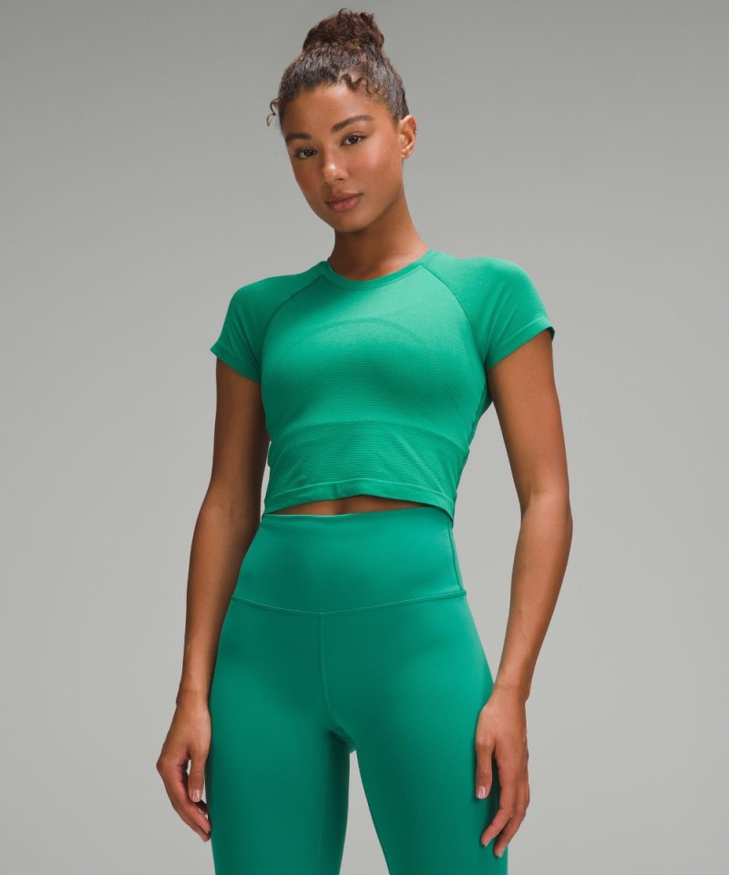 Lululemon Swiftly Tech Cropped Short-Sleeve Shirt 2.0 Cascadia Green / Cascadia Green Online Outlet Sale