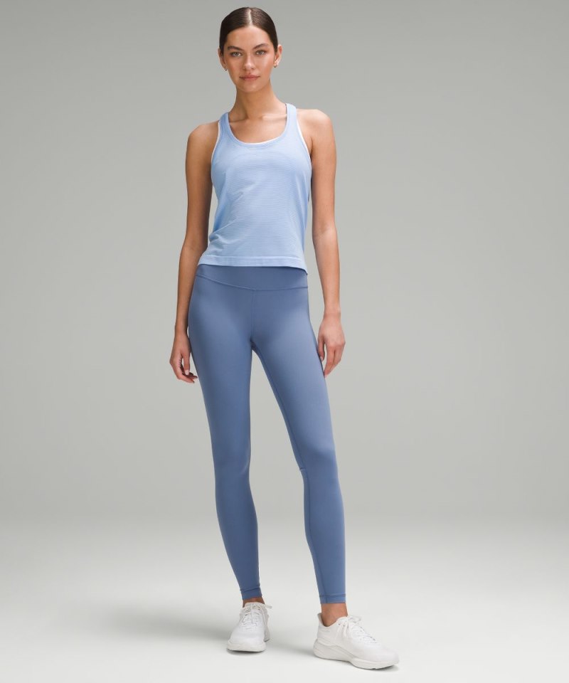 Lululemon Swiftly Tech Racerback Tank Top 2.0 *Race Length Spandex Stripe Sinatra Blue / White Online Outlet Sale