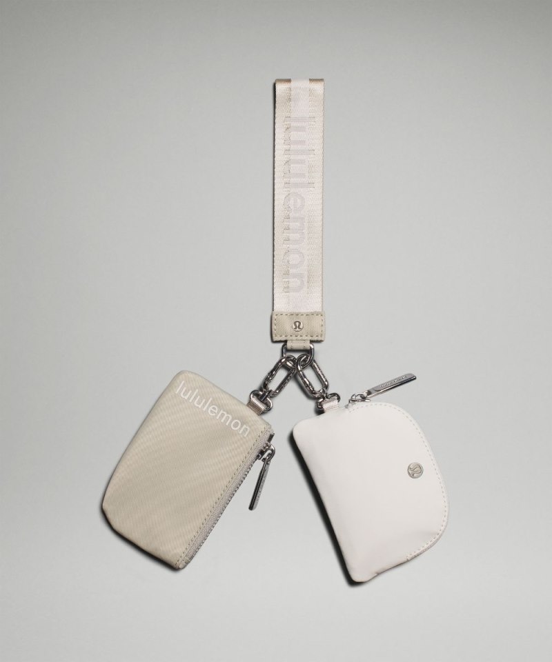 Lululemon Dual Pouch Wristlet *Wordmark Raw Linen / White Opal / White Online Outlet Sale