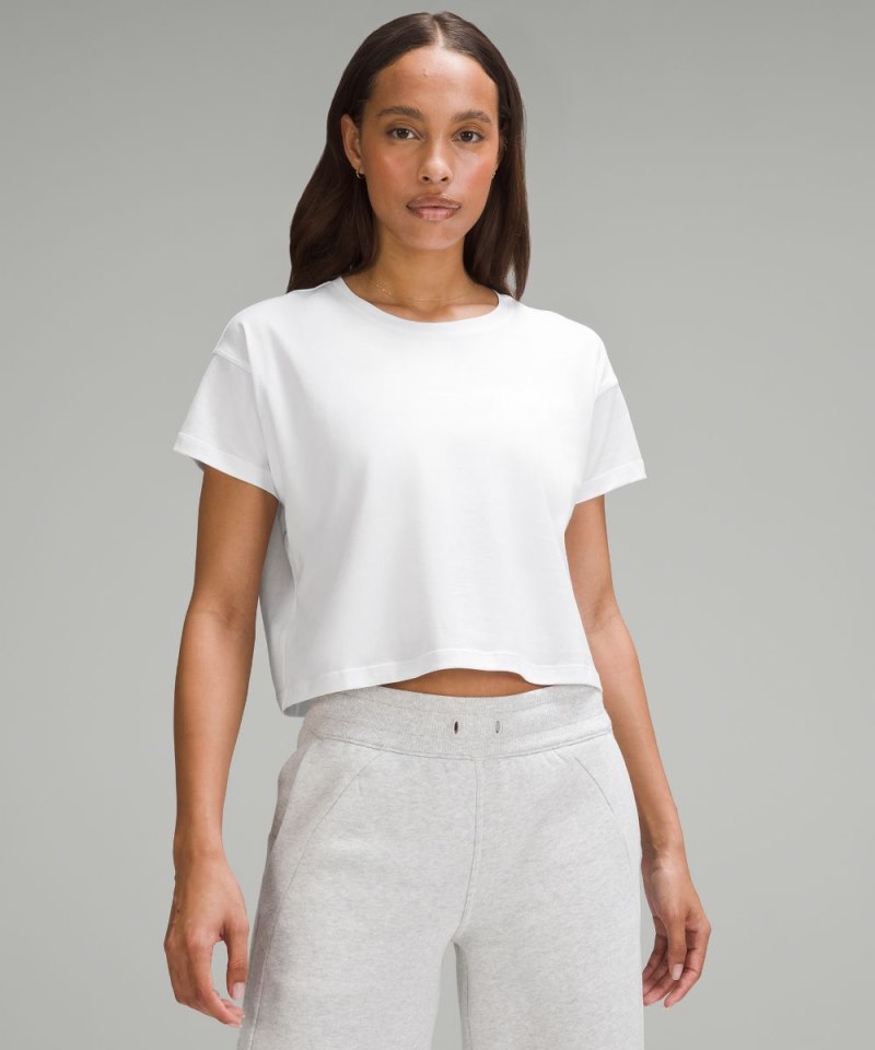 Lululemon Cates Cropped T-Shirt White Online Outlet Sale