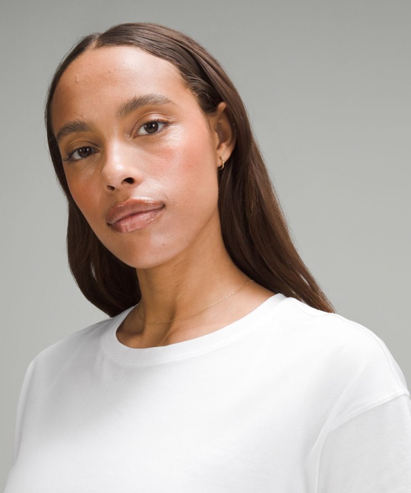 Lululemon Cates Cropped T-Shirt White Online Outlet Sale