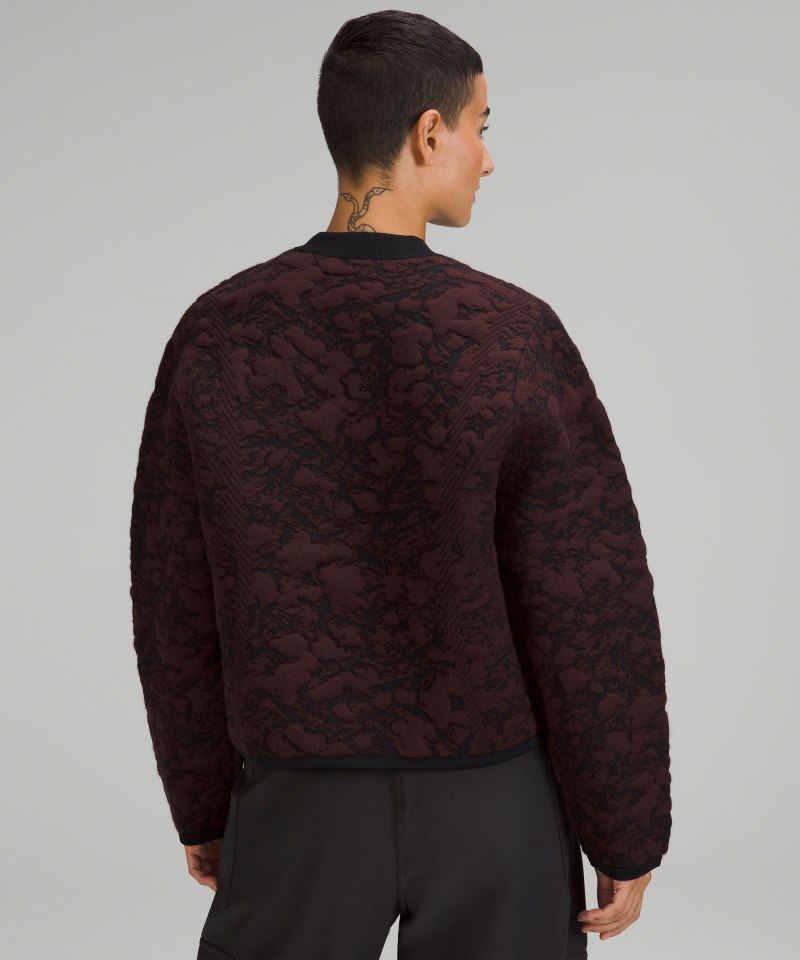 Lululemon Jacquard Multi-Texture Crewneck Sweater Red Merlot / Black Online Outlet Sale
