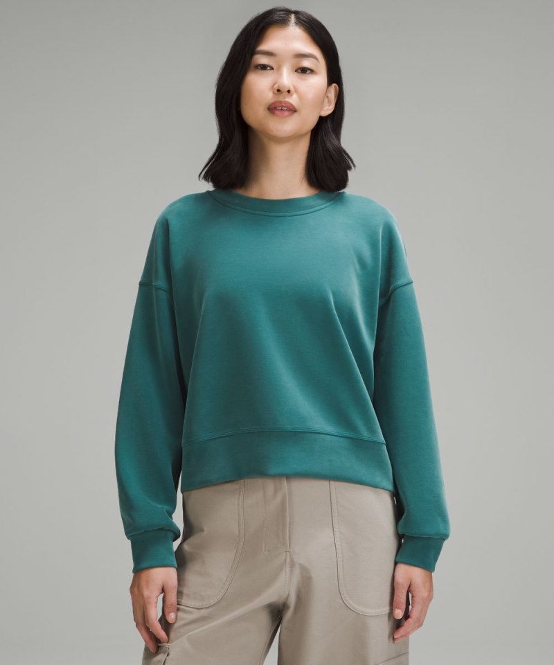 Lululemon Softstreme Perfectly Oversized Cropped Crew Storm Teal Online Outlet Sale