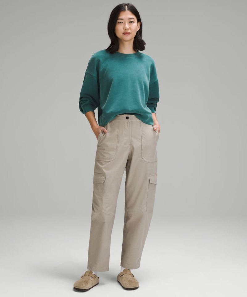Lululemon Softstreme Perfectly Oversized Cropped Crew Storm Teal Online Outlet Sale