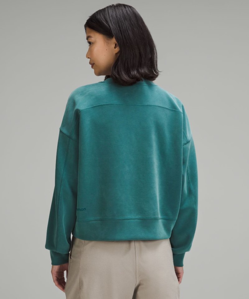 Lululemon Softstreme Perfectly Oversized Cropped Crew Storm Teal Online Outlet Sale