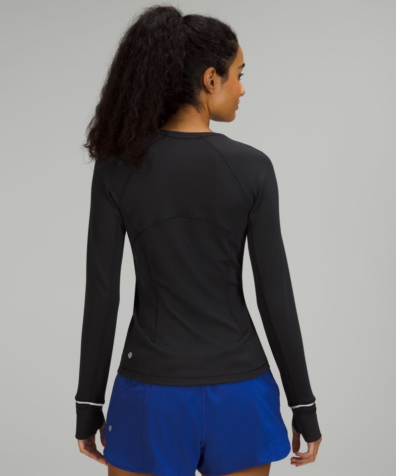 Lululemon It's Rulu Ribbed Long-Sleeve Shirt Black Online Outlet Sale