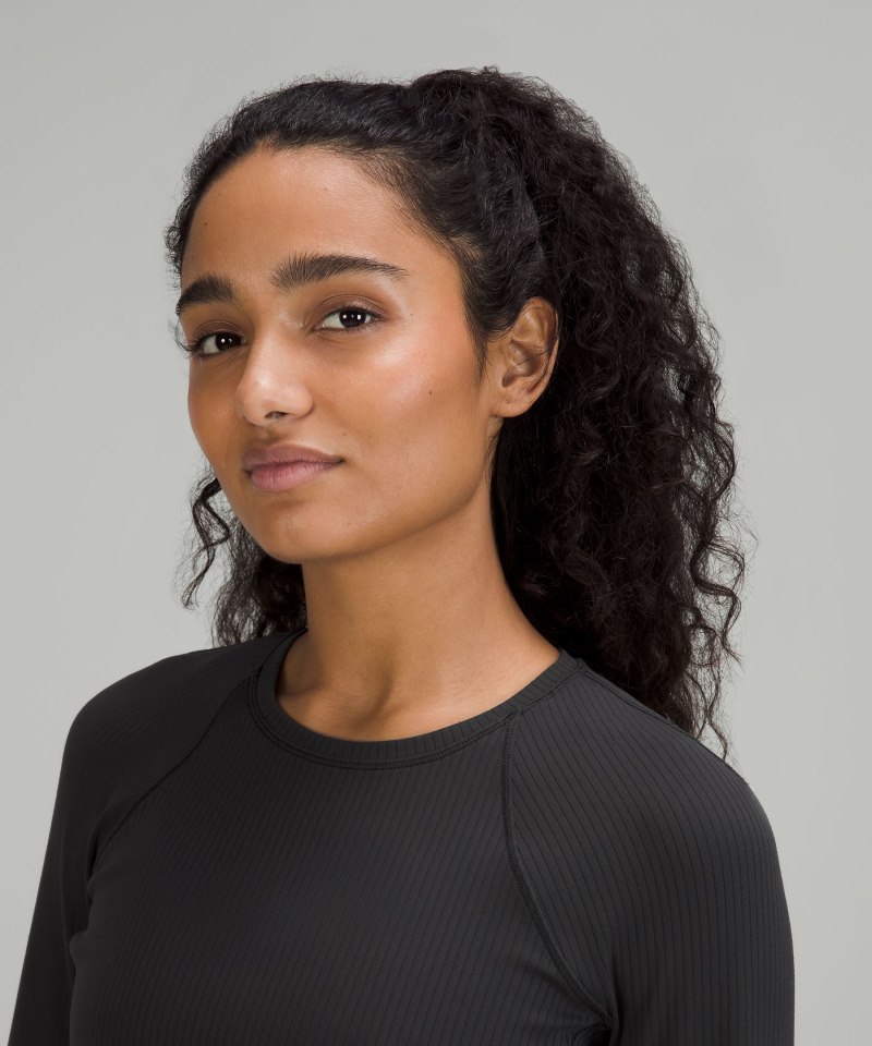 Lululemon It's Rulu Ribbed Long-Sleeve Shirt Black Online Outlet Sale