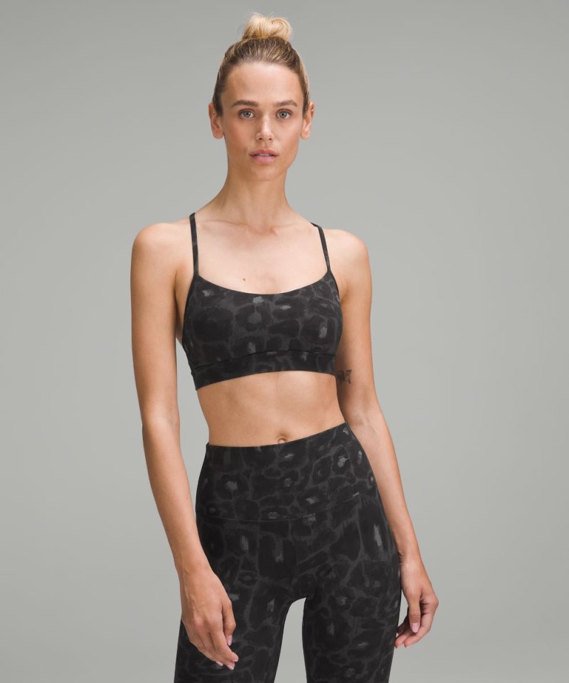 Lululemon Flow Y Bra Nulu *Light Support, A–C Cups Spray Leopard Black Multi (not available) Online Outlet Sale