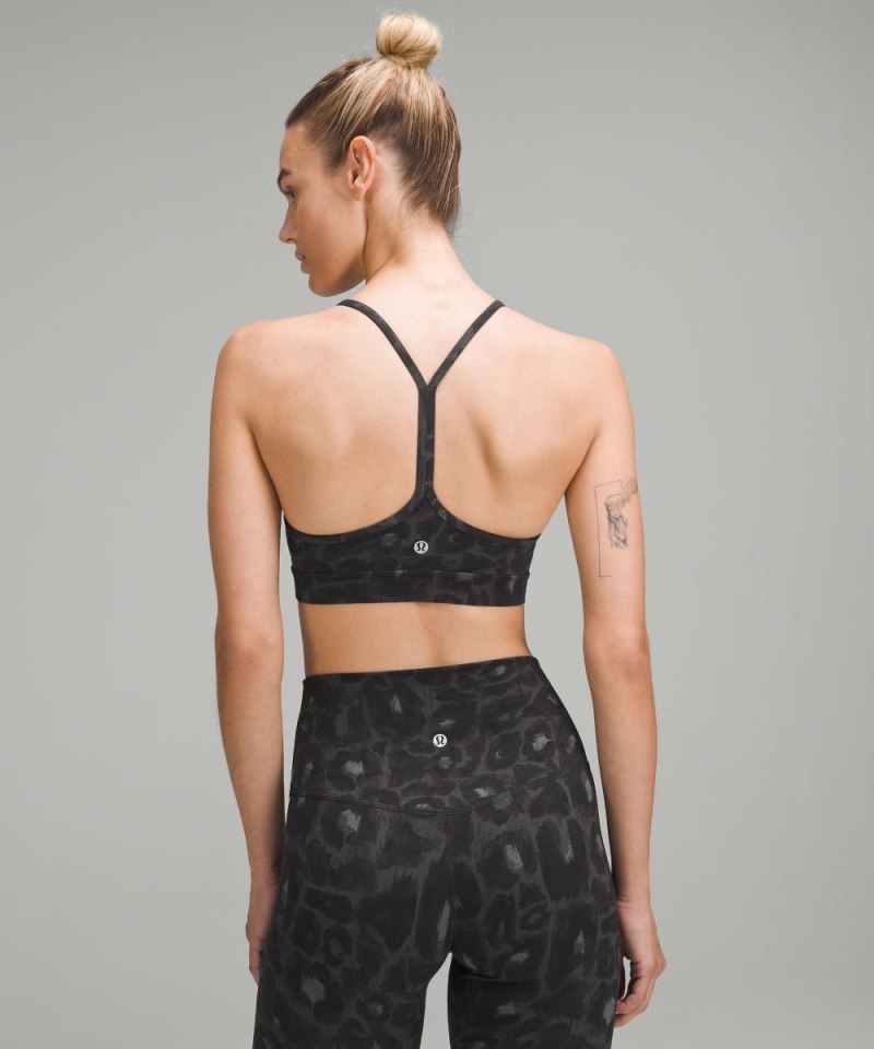 Lululemon Flow Y Bra Nulu *Light Support, A–C Cups Spray Leopard Black Multi (not available) Online Outlet Sale
