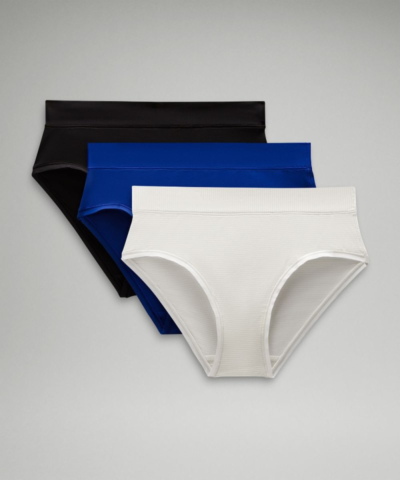 Lululemon UnderEase High-Rise Bikini Underwear *3 Pack Jumie Stripe White Vapor / Larkspur / Black Online Outlet Sale