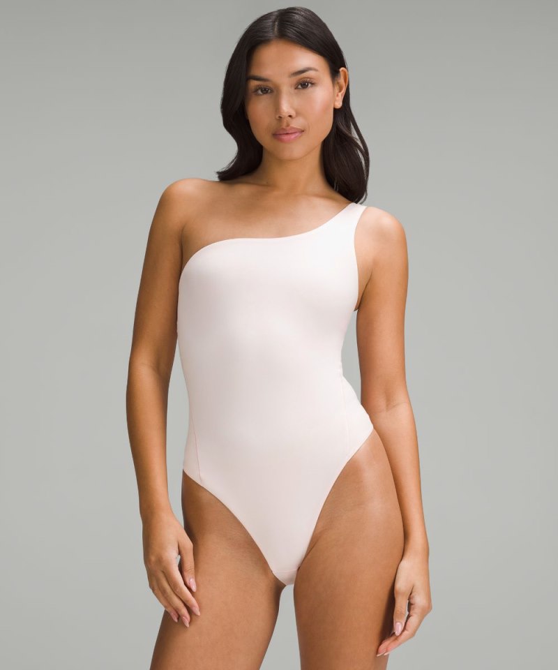 Lululemon Wundermost Ultra-Soft Nulu Asymmetrical Bodysuit Strawberry Milkshake Online Outlet Sale