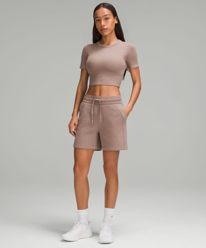 Lululemon Hold Tight Straight Hem Cropped T-Shirt Taupetastic Online Outlet Sale