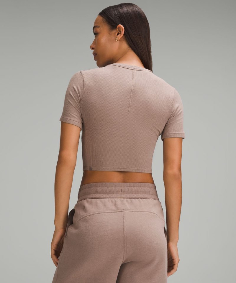 Lululemon Hold Tight Straight Hem Cropped T-Shirt Taupetastic Online Outlet Sale