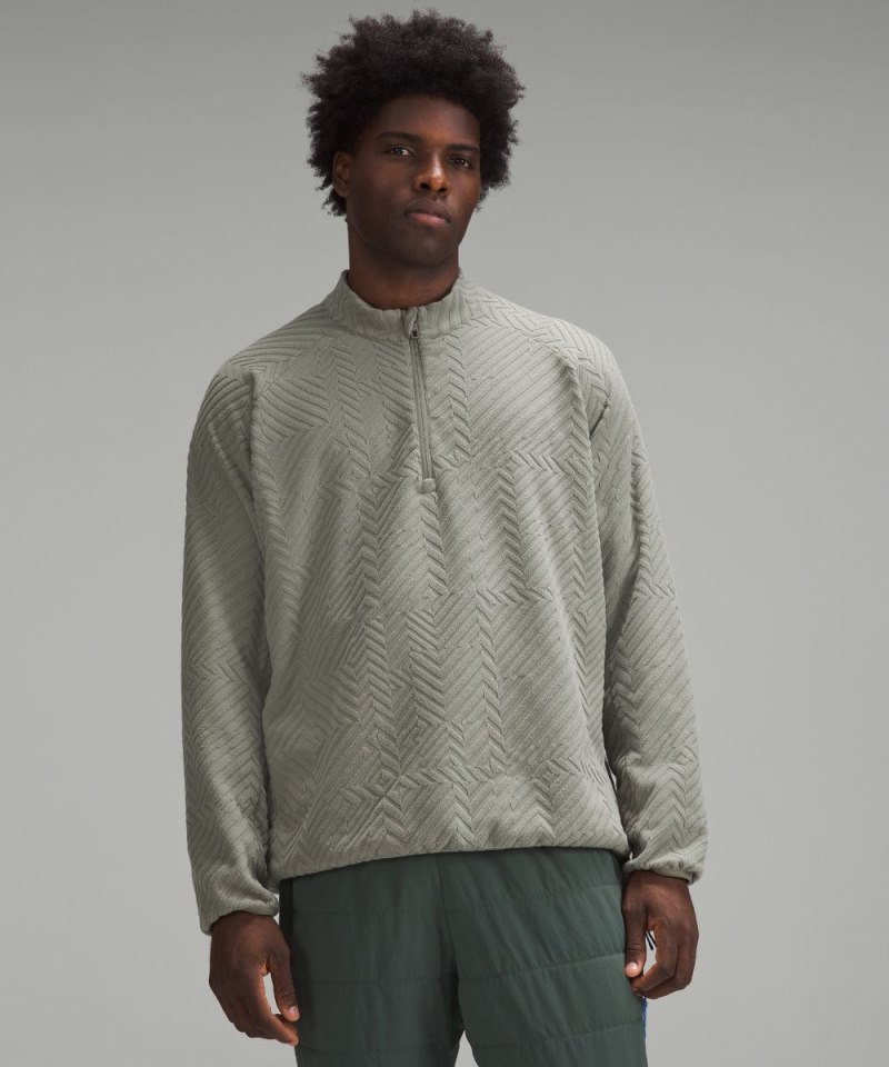 Lululemon Textured Fleece Hiking Half Zip Burnside Green Online Outlet Sale