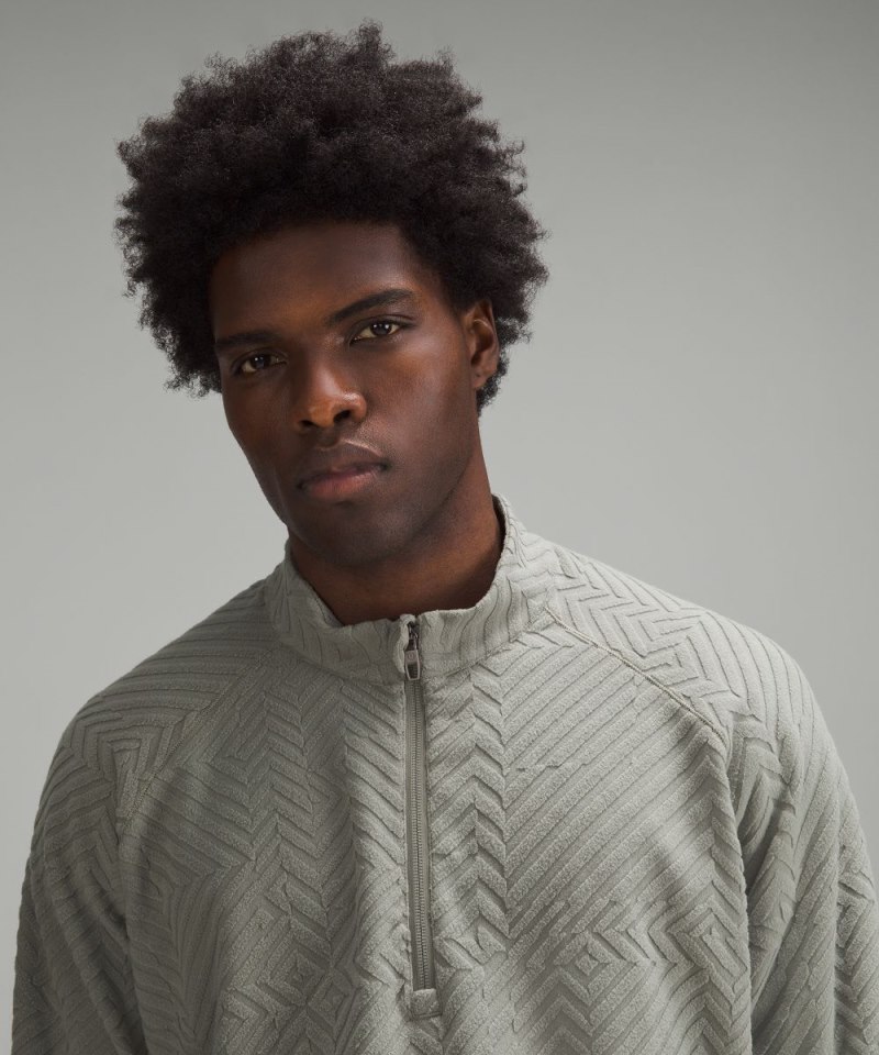 Lululemon Textured Fleece Hiking Half Zip Burnside Green Online Outlet Sale