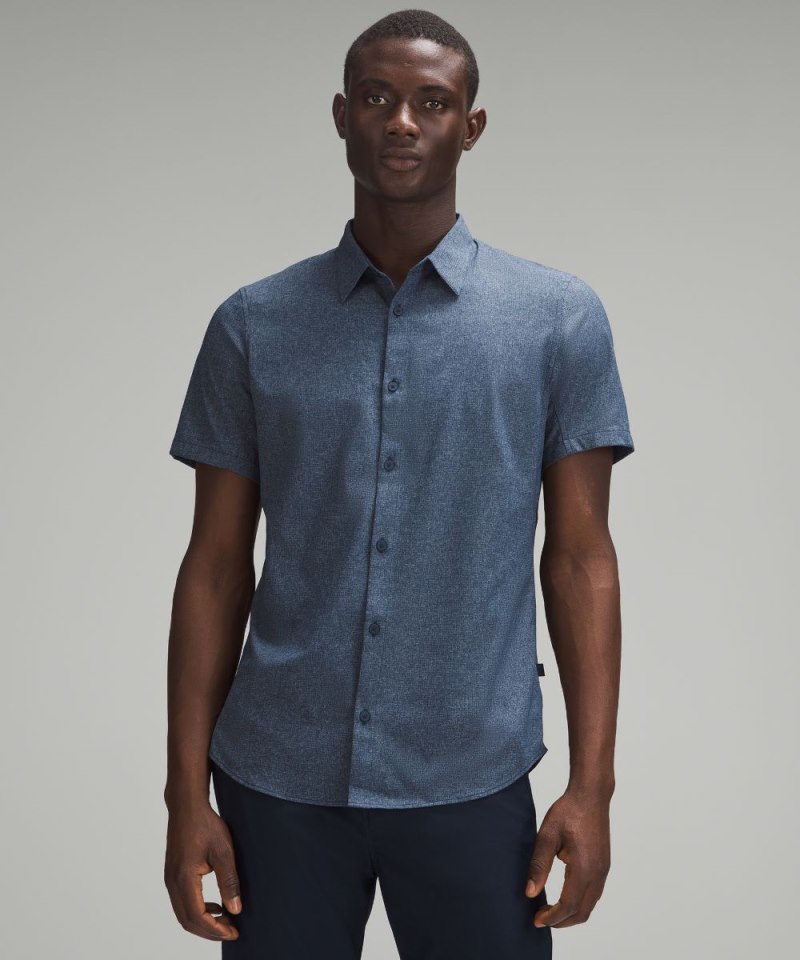 Lululemon Airing Easy Short-Sleeve Shirt Heathered True Navy Online Outlet Sale