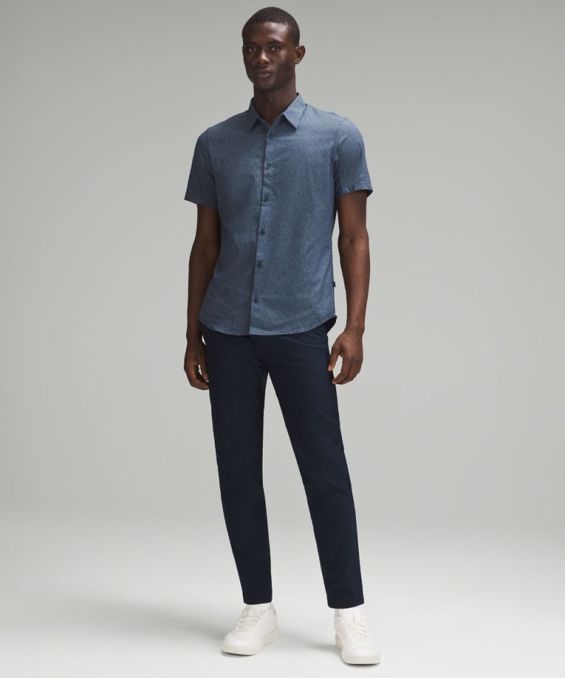 Lululemon Airing Easy Short-Sleeve Shirt Heathered True Navy Online Outlet Sale