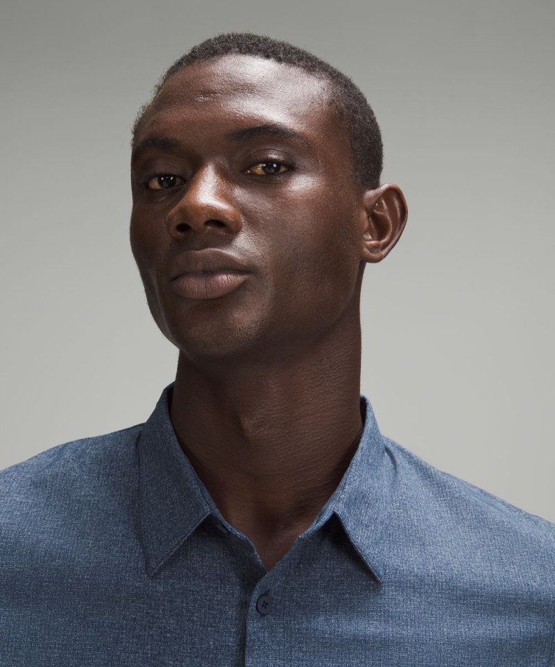 Lululemon Airing Easy Short-Sleeve Shirt Heathered True Navy Online Outlet Sale