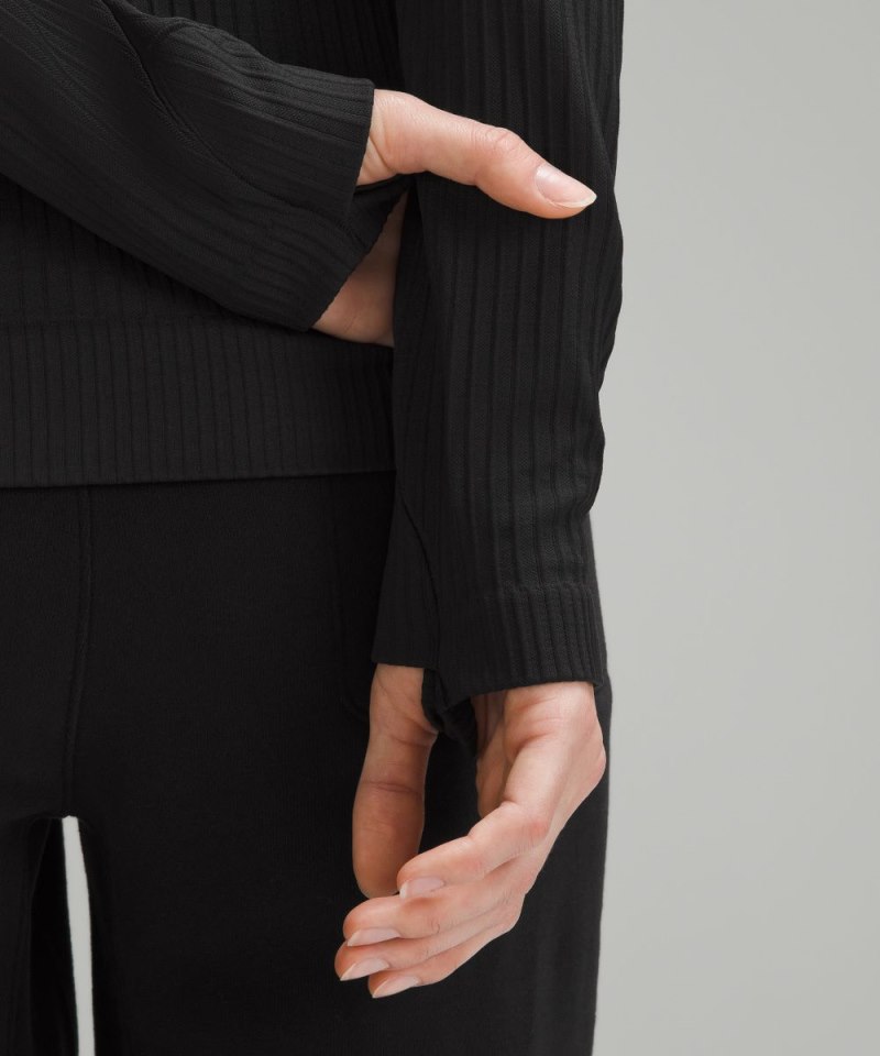 Lululemon Rest Less Pullover Colour Rib Black / Black Online Outlet Sale