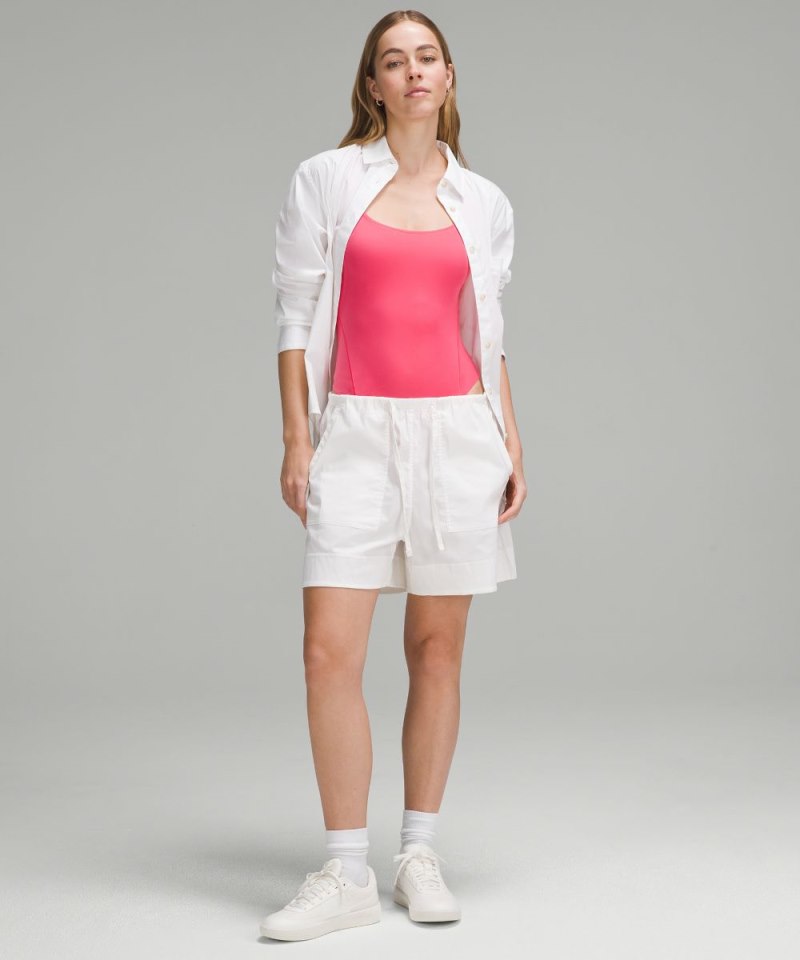 Lululemon Wundermost Ultra-Soft Nulu Square-Neck Sleeveless Bodysuit Glaze Pink Online Outlet Sale