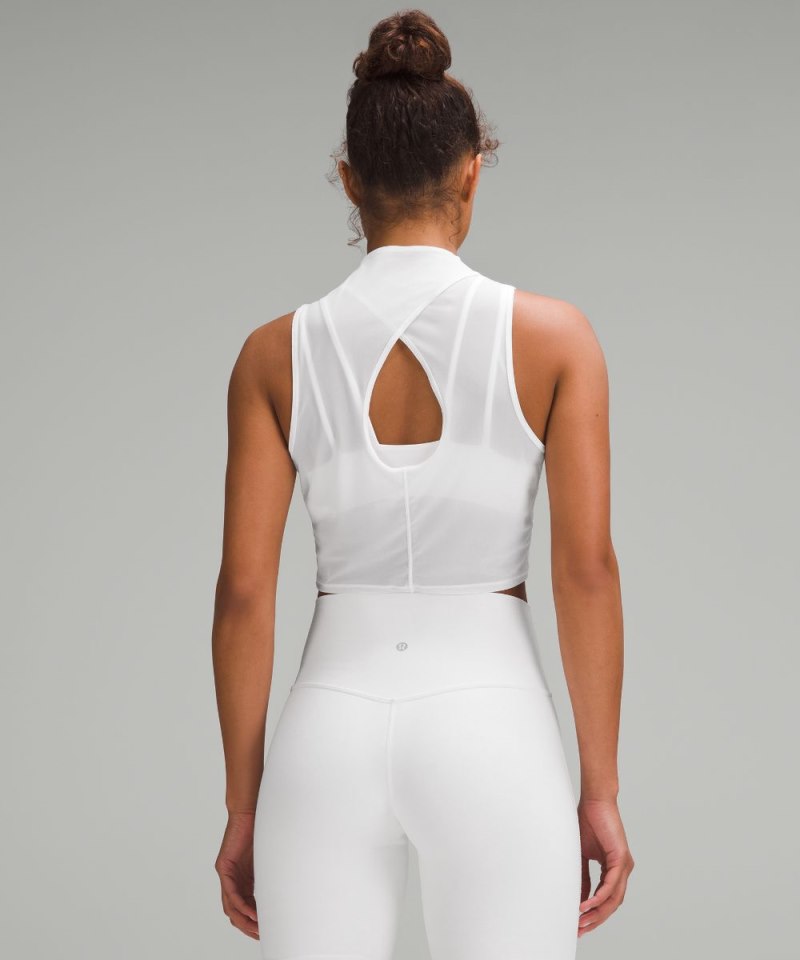 Lululemon Keyhole Mesh Tank Top White Online Outlet Sale