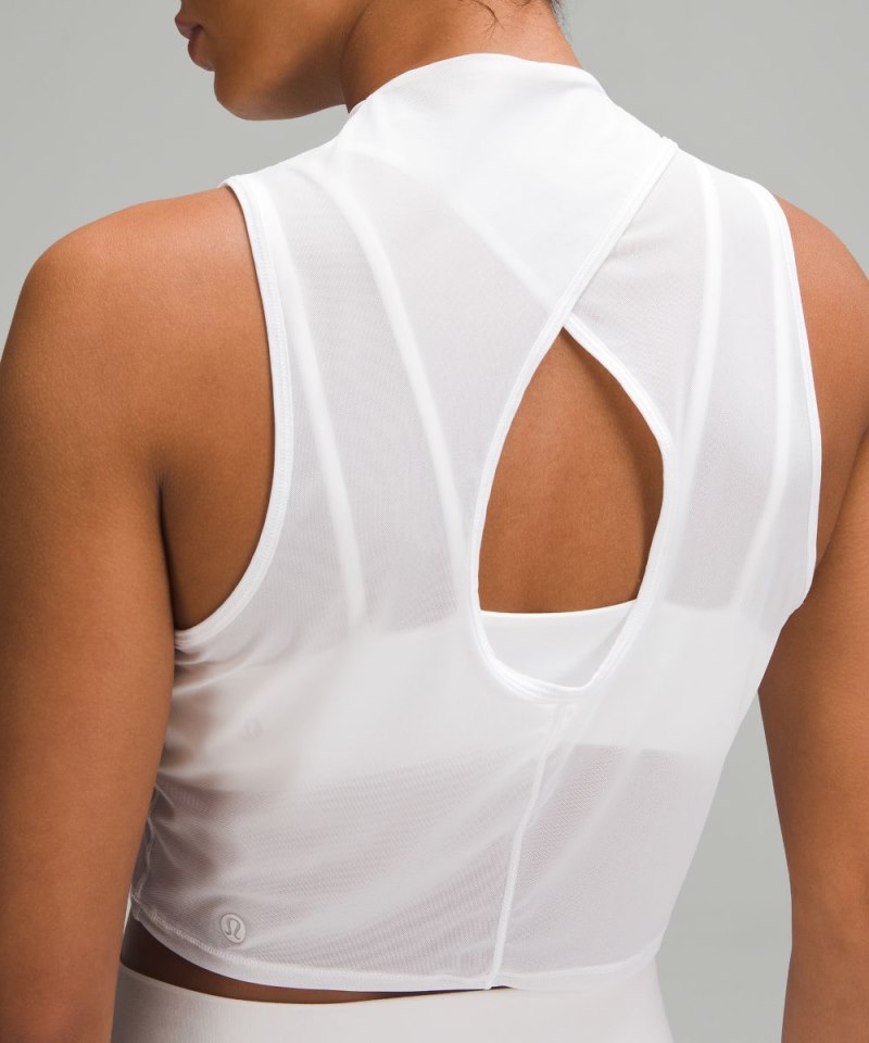 Lululemon Keyhole Mesh Tank Top White Online Outlet Sale