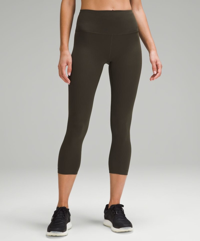 Lululemon Wunder Train High-Rise Crop 23" Dark Olive Online Outlet Sale