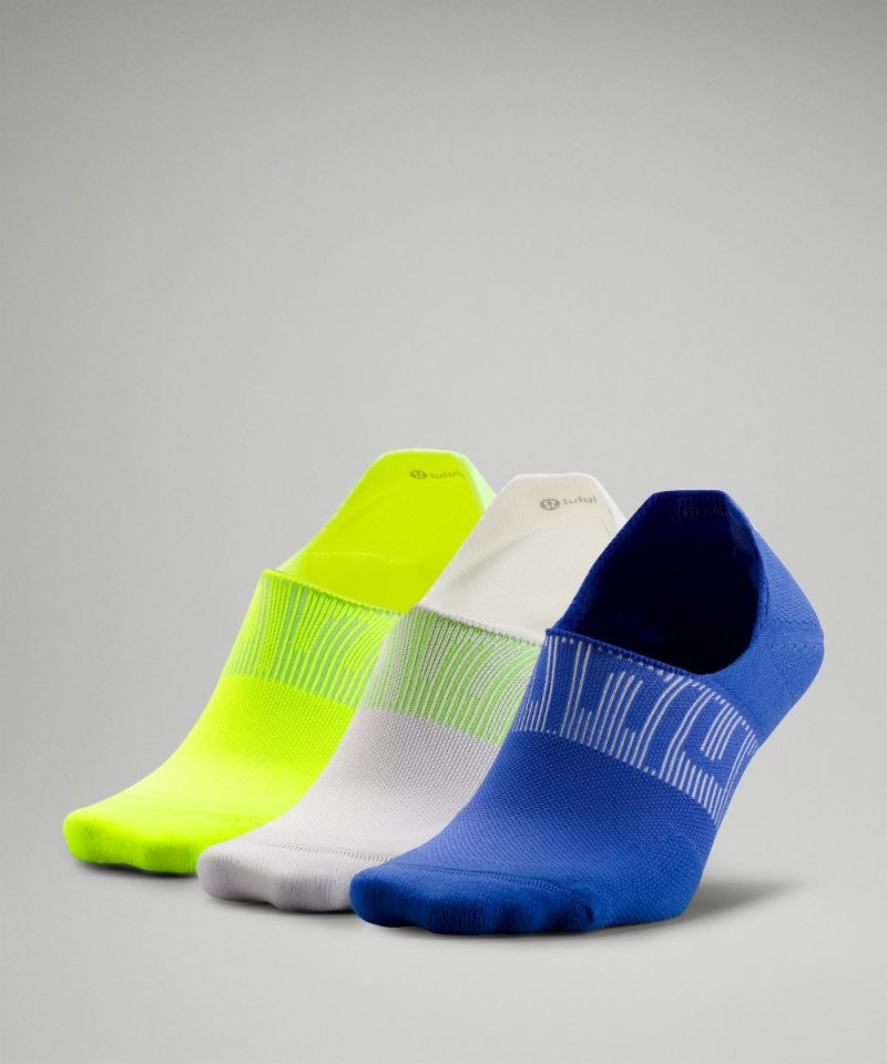 Lululemon Men's Power Stride No-Show Socks with Active Grip *3 Pack Blazer Blue / Absinthe / Highlight Yellow Online Outlet Sale