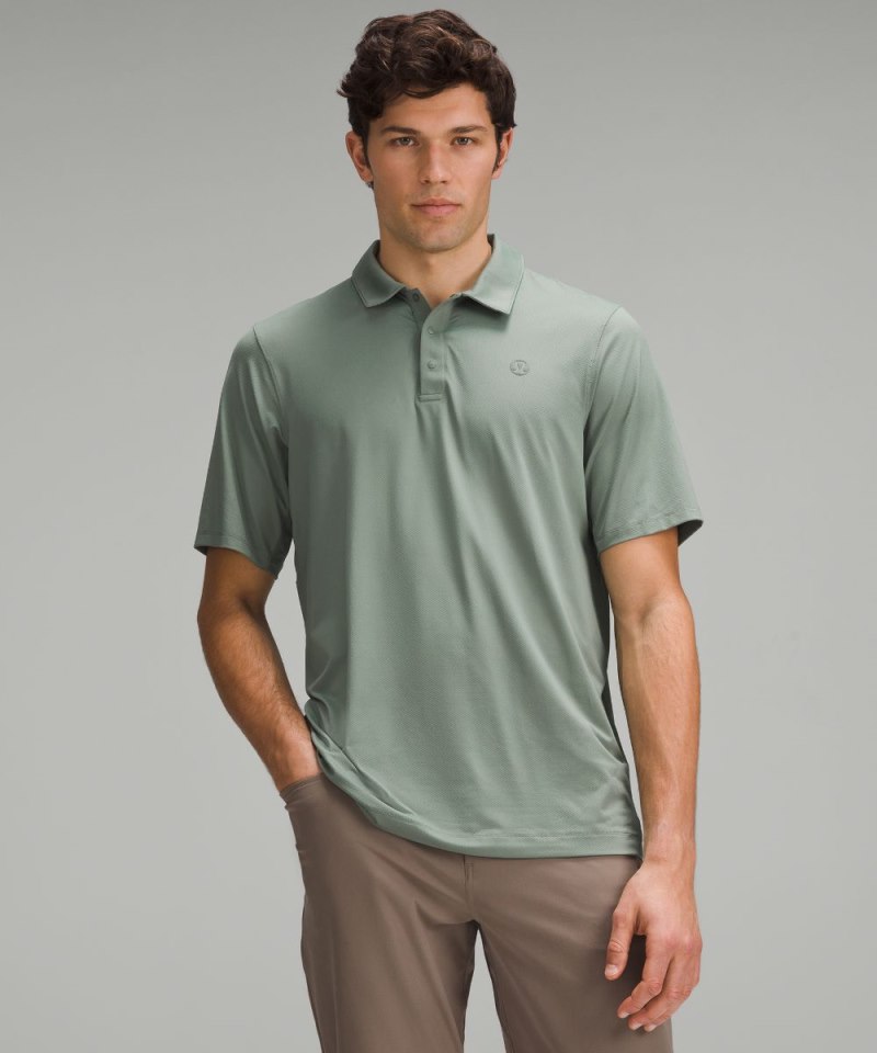 Lululemon Logo Sport Polo Short Sleeve Grey Eucalyptus Online Outlet Sale