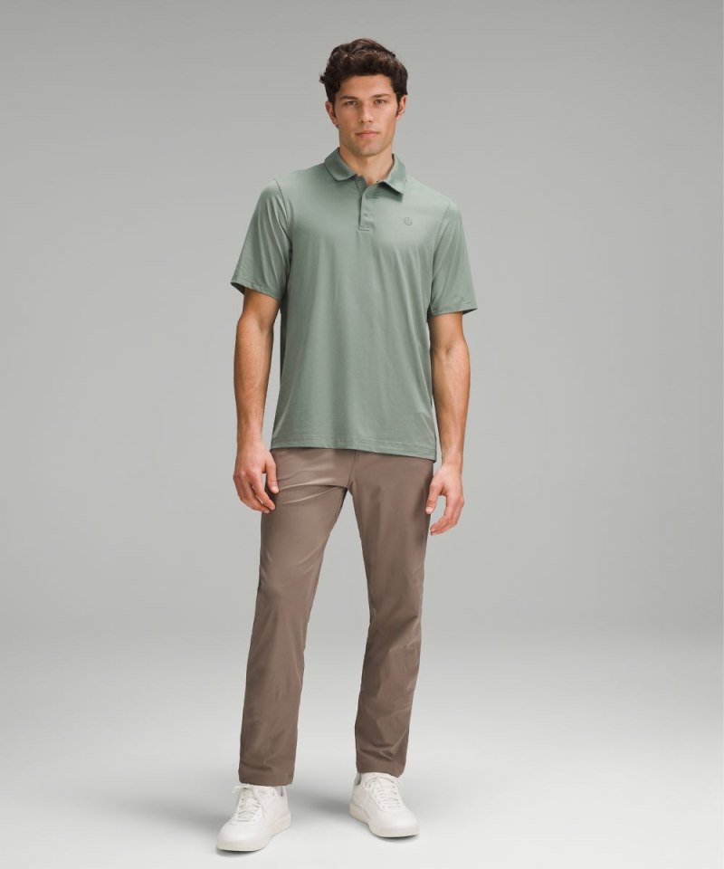 Lululemon Logo Sport Polo Short Sleeve Grey Eucalyptus Online Outlet Sale