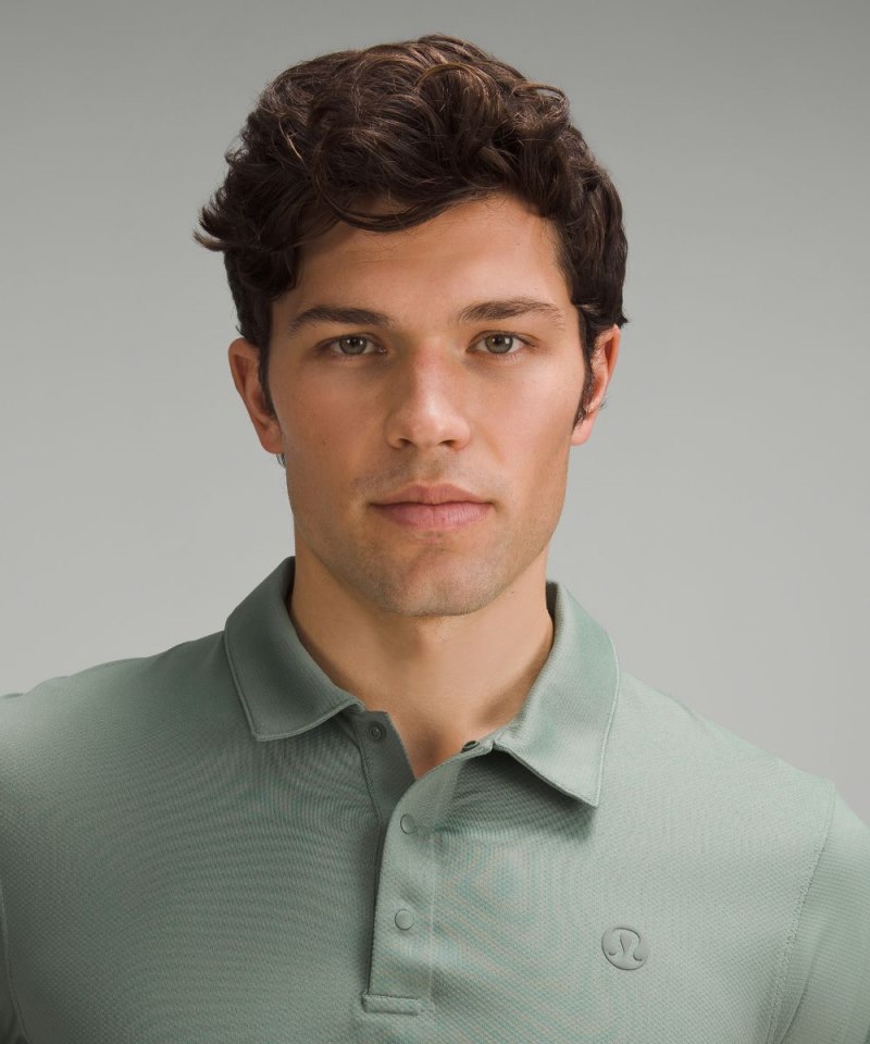Lululemon Logo Sport Polo Short Sleeve Grey Eucalyptus Online Outlet Sale