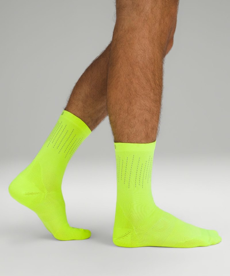 Lululemon Men's Power Stride Crew Socks *Reflective Highlight Yellow Online Outlet Sale