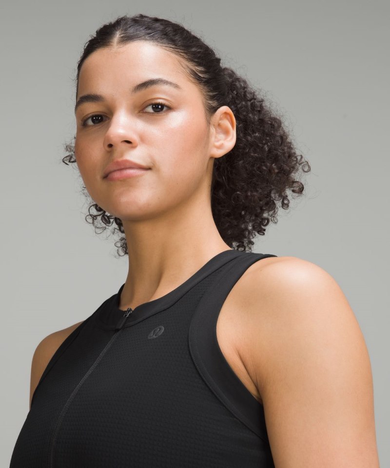 Lululemon Grid-Texture Sleeveless Linerless Tennis Dress Black Online Outlet Sale