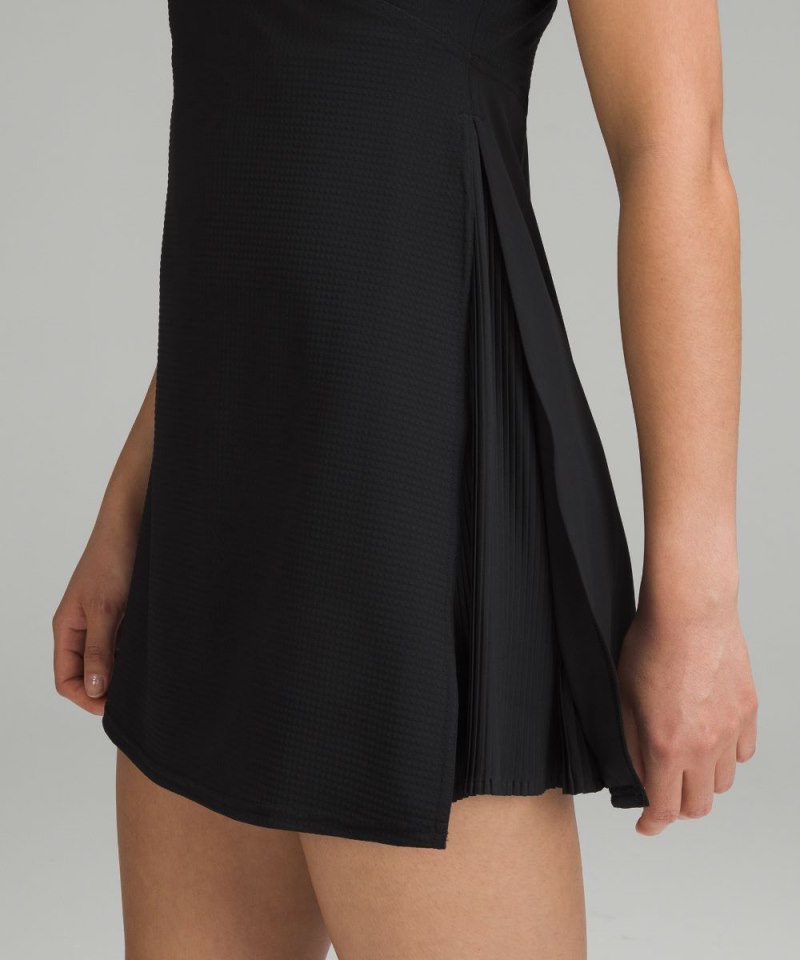 Lululemon Grid-Texture Sleeveless Linerless Tennis Dress Black Online Outlet Sale