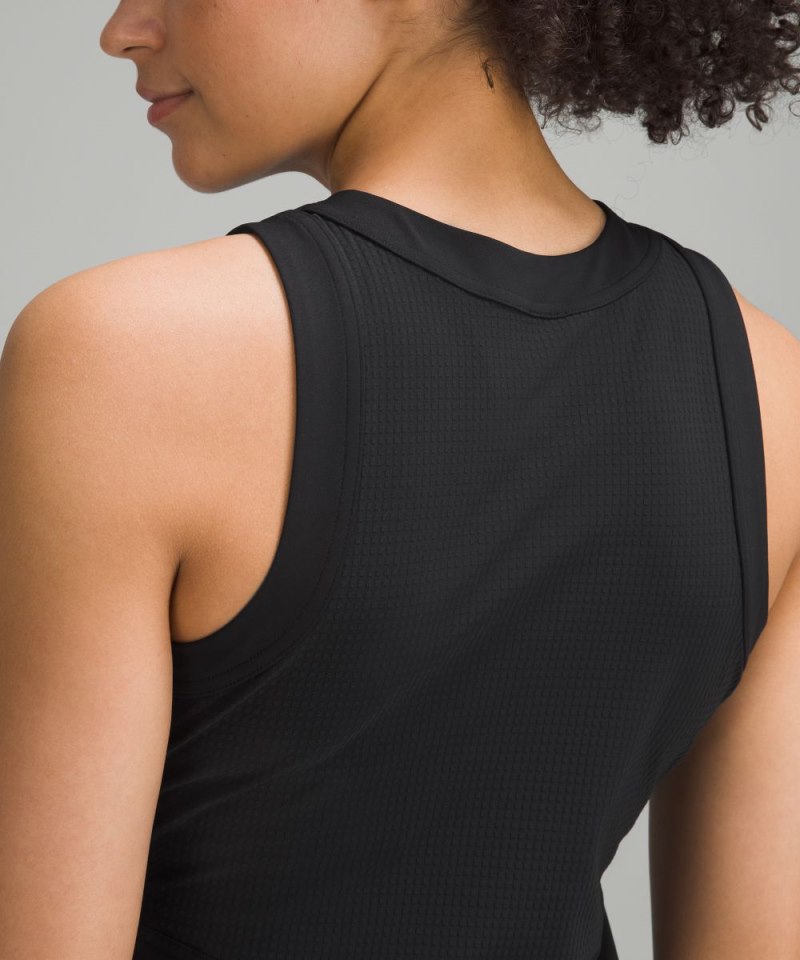 Lululemon Grid-Texture Sleeveless Linerless Tennis Dress Black Online Outlet Sale