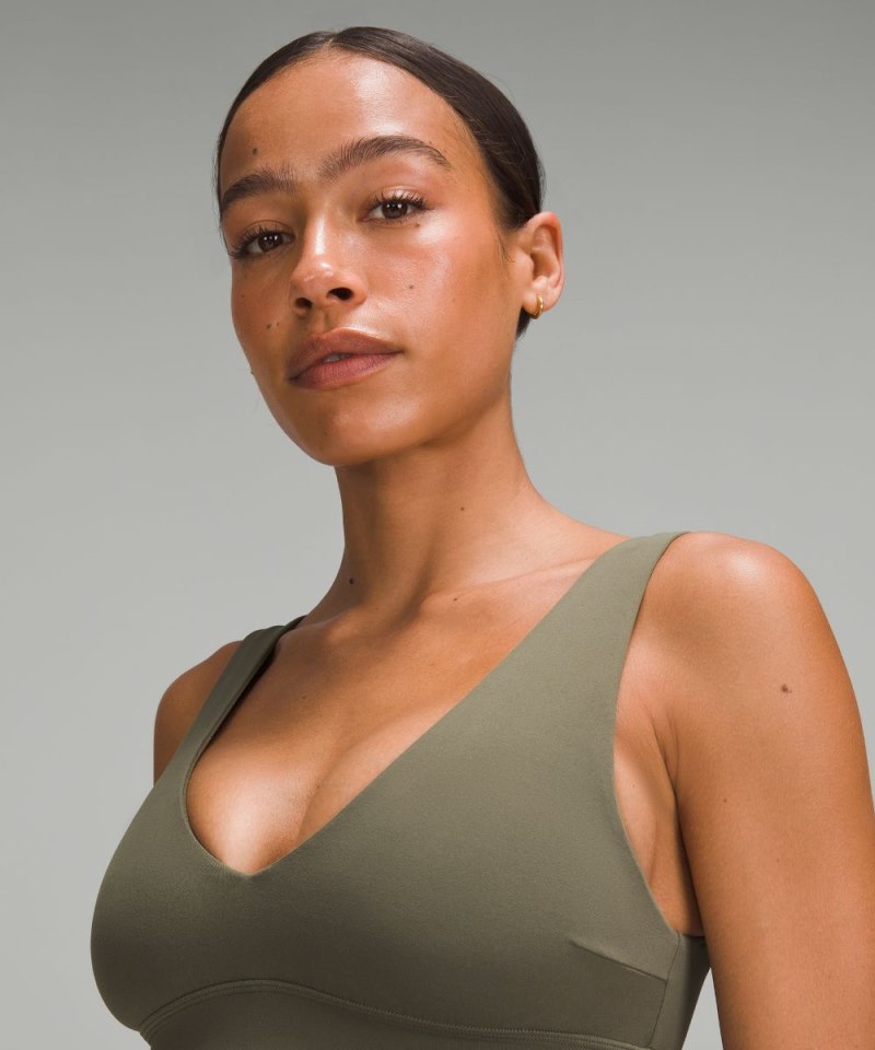 Lululemon lululemon Align™ V-Neck Bra *Light Support, C / D Cup Army Green Online Outlet Sale