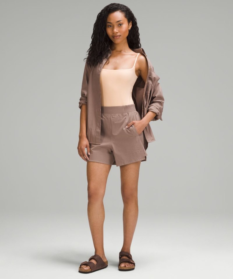 Lululemon Wundermost Ultra-Soft Nulu Square-Neck Spaghetti-Strap Bodysuit Peach Bellini Online Outlet Sale