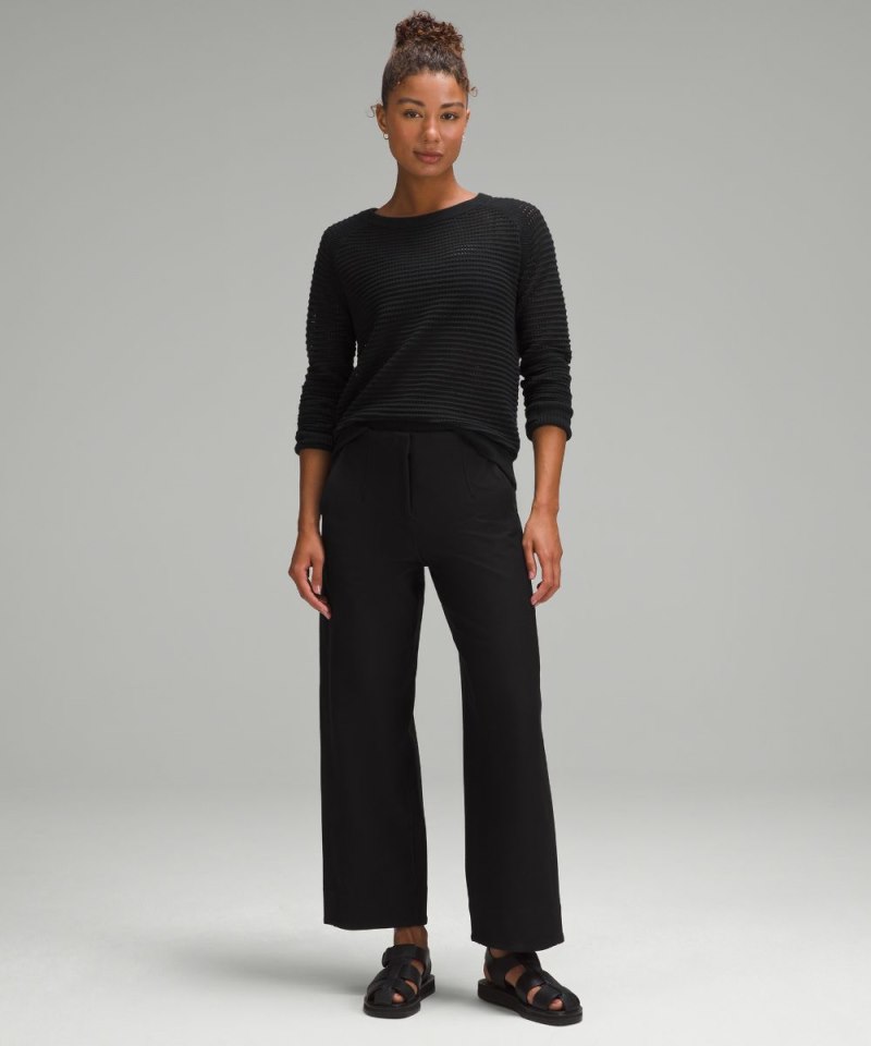 Lululemon Pointelle-Knit Cotton Sweater Black Online Outlet Sale