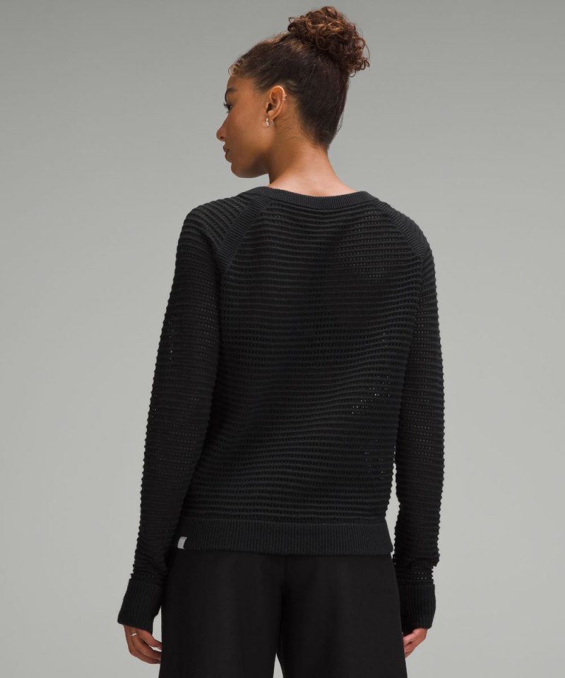 Lululemon Pointelle-Knit Cotton Sweater Black Online Outlet Sale