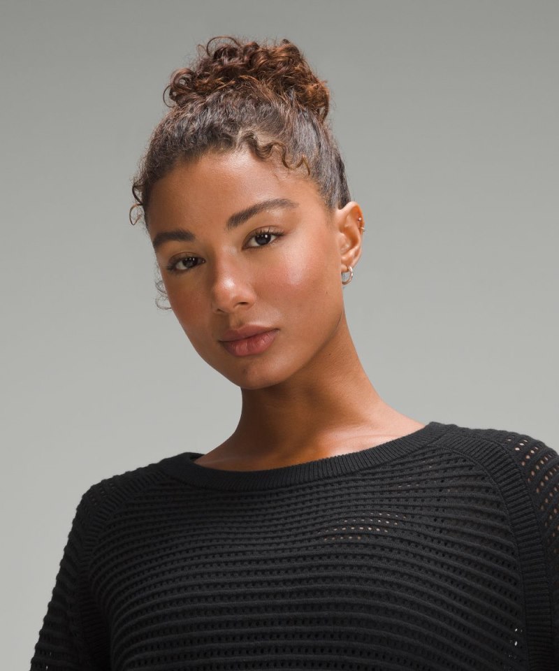 Lululemon Pointelle-Knit Cotton Sweater Black Online Outlet Sale