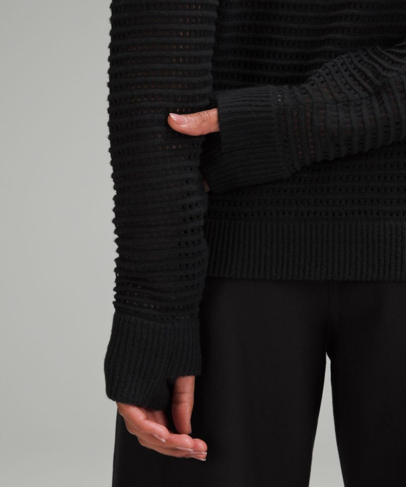 Lululemon Pointelle-Knit Cotton Sweater Black Online Outlet Sale
