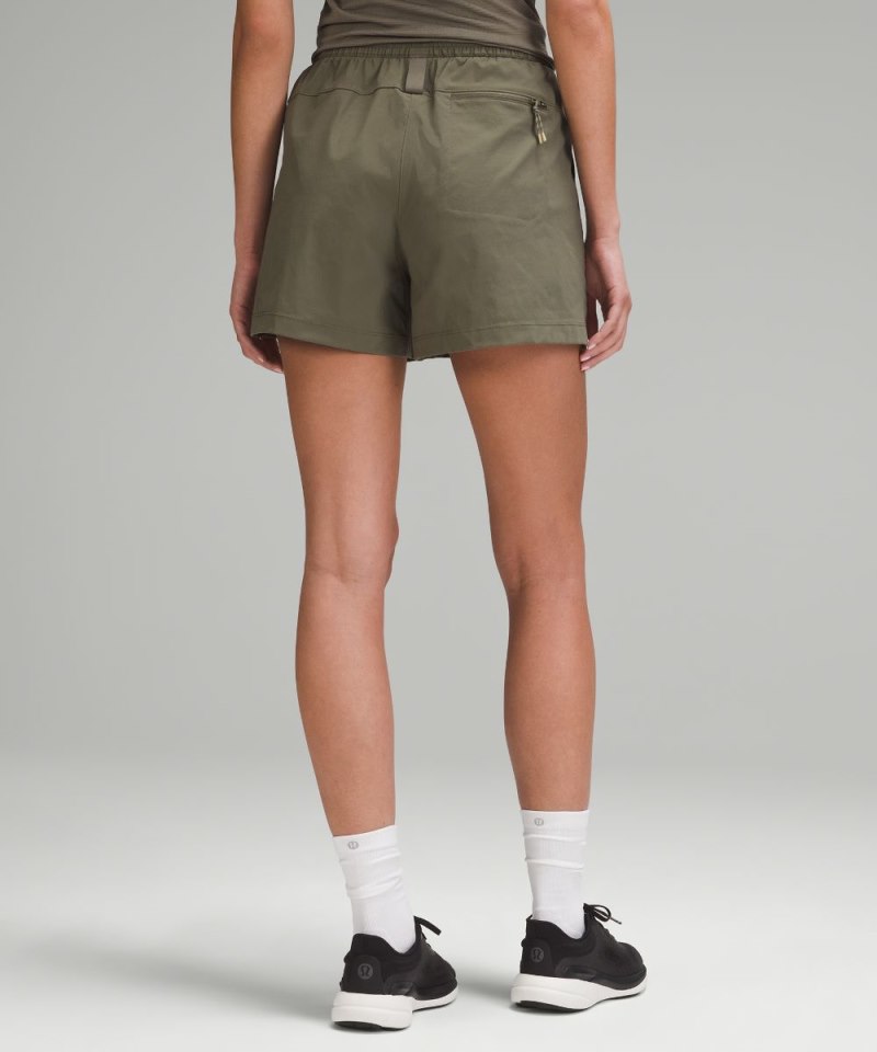 Lululemon Lightweight High-Rise Hiking Short 4" Army Green Online Outlet Sale