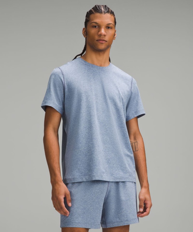 Lululemon Soft Jersey Short-Sleeve Shirt Heathered Oasis Blue / Heathered Chambray Online Outlet Sale