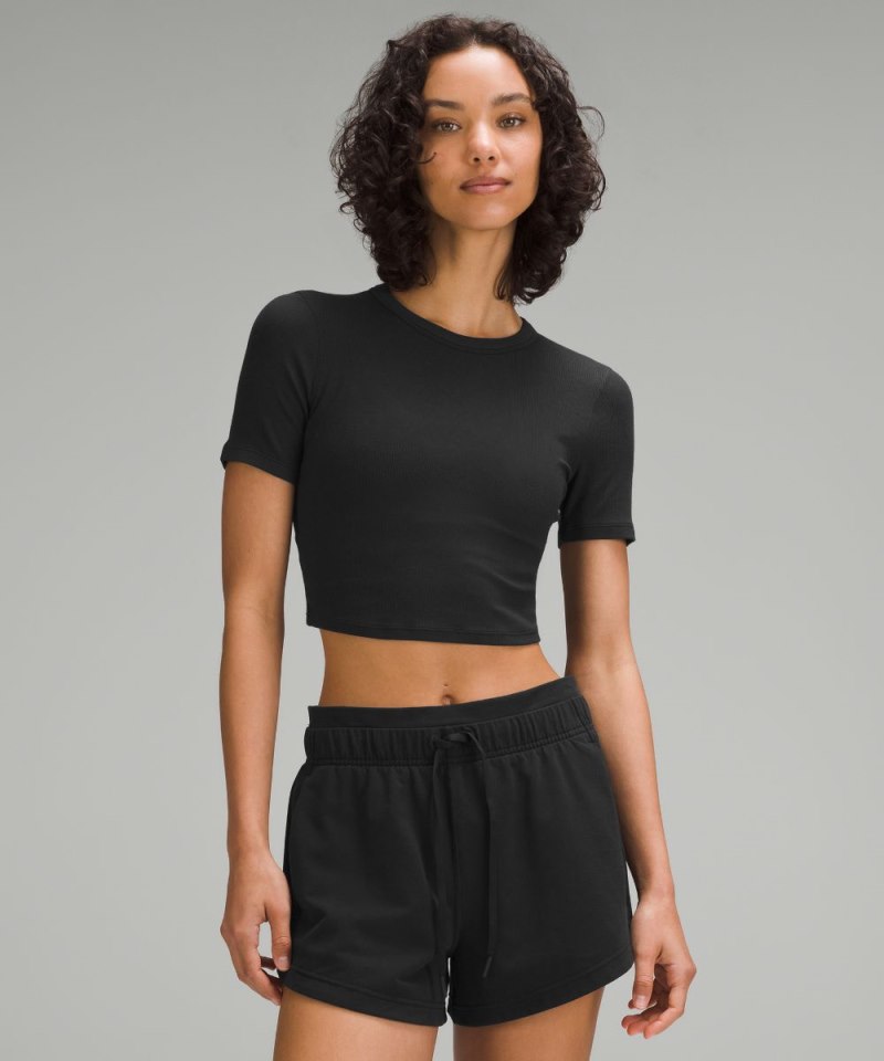 Lululemon Hold Tight Straight Hem Cropped T-Shirt Black Online Outlet Sale