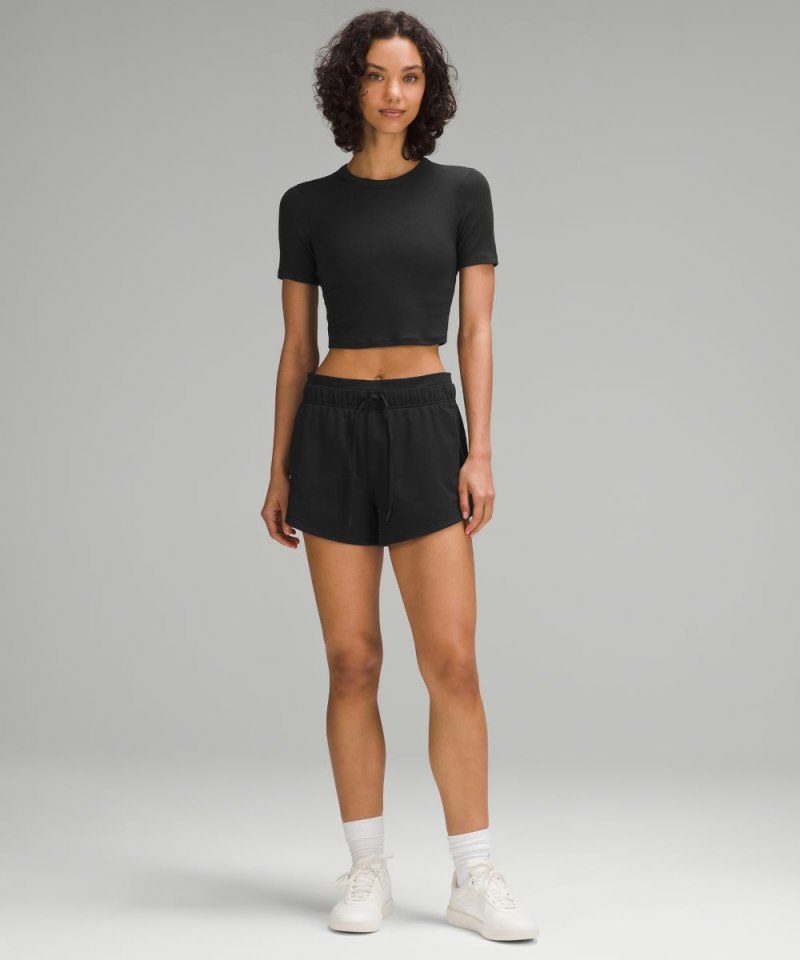 Lululemon Hold Tight Straight Hem Cropped T-Shirt Black Online Outlet Sale