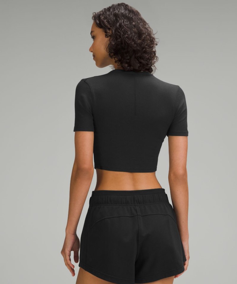 Lululemon Hold Tight Straight Hem Cropped T-Shirt Black Online Outlet Sale
