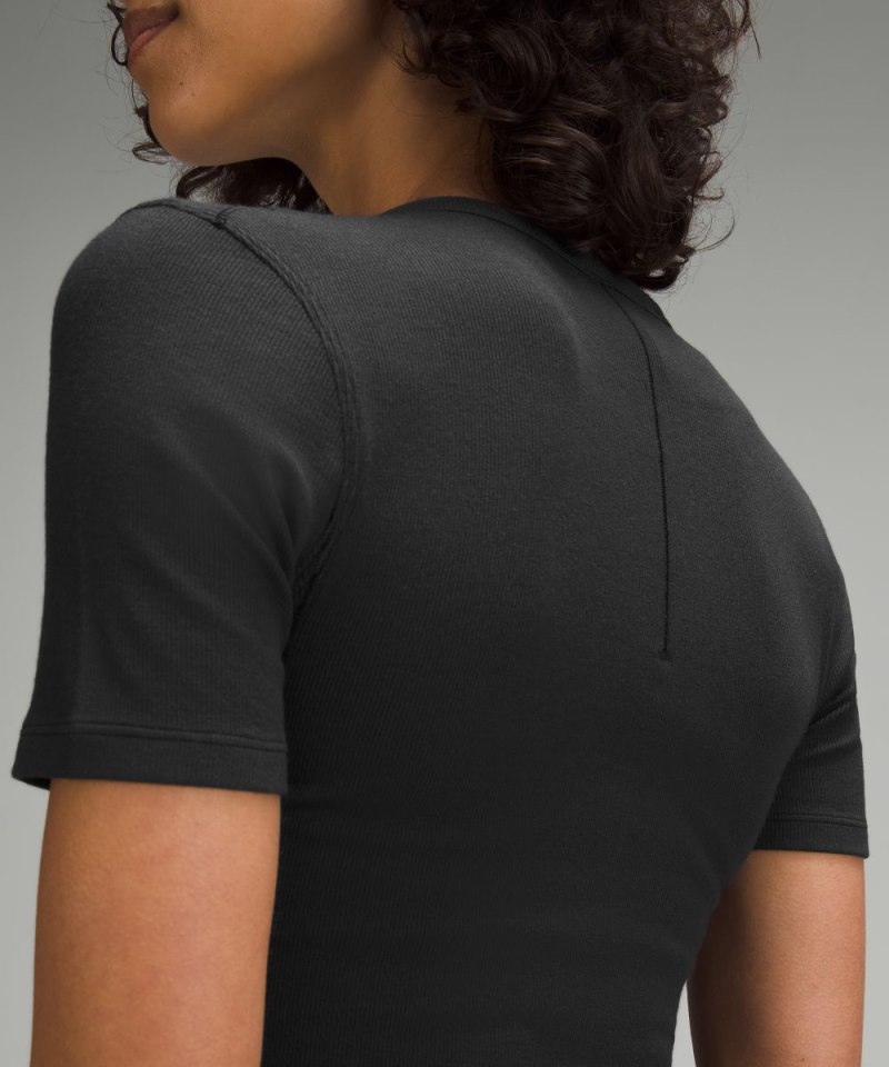 Lululemon Hold Tight Straight Hem Cropped T-Shirt Black Online Outlet Sale